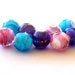 pink, aqua and purple shining round Lampwork beads / pendants (9)