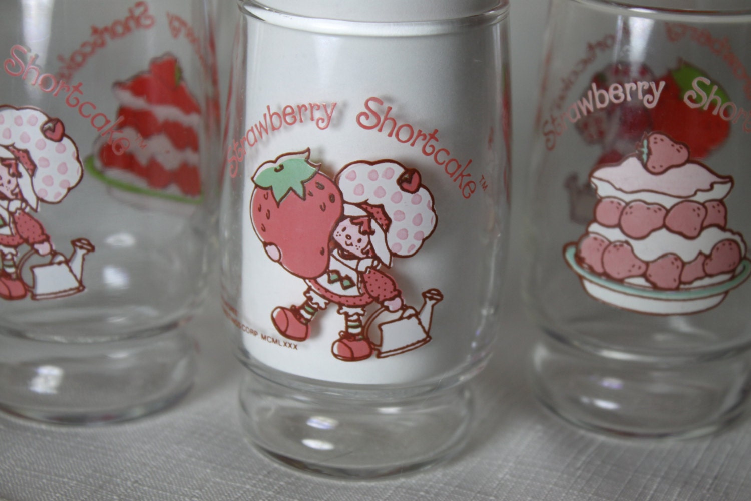 Vintage Strawberry Shortcake Juice Glasses 4 from 1980