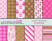 A Pink Christmas Cute Digital Backgrounds for Card Design, Scrapbooking, and Web Design Il_170x135