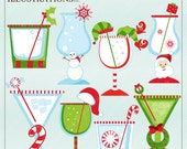 Christmas Cocktails Cute Christmas Digital Clipart for Invitations, Card Design, Scrapbooking, and Web Design, Christmas Clipart Il_170x135