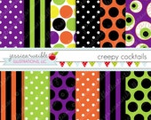 Creepy Cocktails Cute Digital Halloween Papers or Backgrounds for Commercial or Personal Use, Halloween Digital Pattern Il_170x135