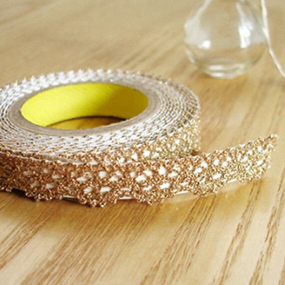 Romantic Lace Adhesive Fabric Tape Gold 0.5in