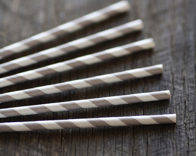 Soft Grey- Paper Straws- Set of 12