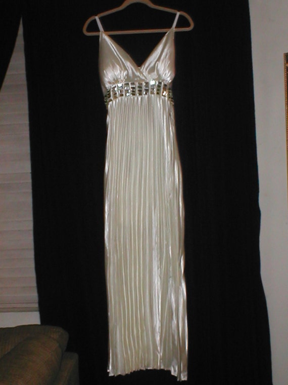 ivory beaded evening gown