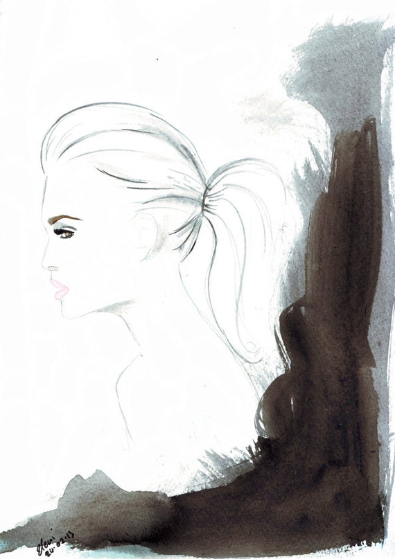 Watercolour fashion illustration Titled Hazel Eyes