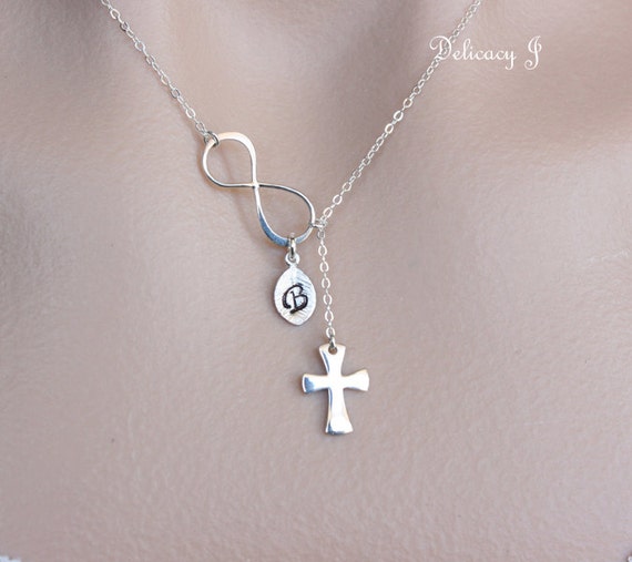 Cross Infinity Necklace Sterling Silver Cross Necklace