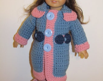 Sale! Pattern 64 Fits American Girl or Similar Doll Coat Set (permission to sell finished item)