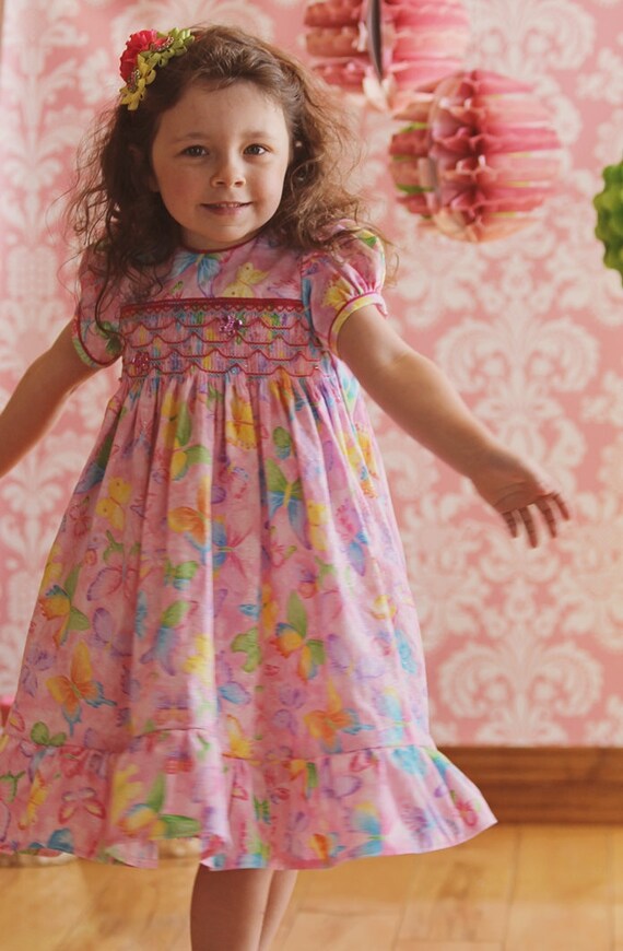 Smocked pattern Girl Dress Pattern PDF Pocket o'