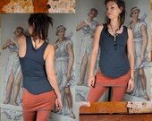 Eco wifebeater henley princess seam shirt  dark gray terry jersey