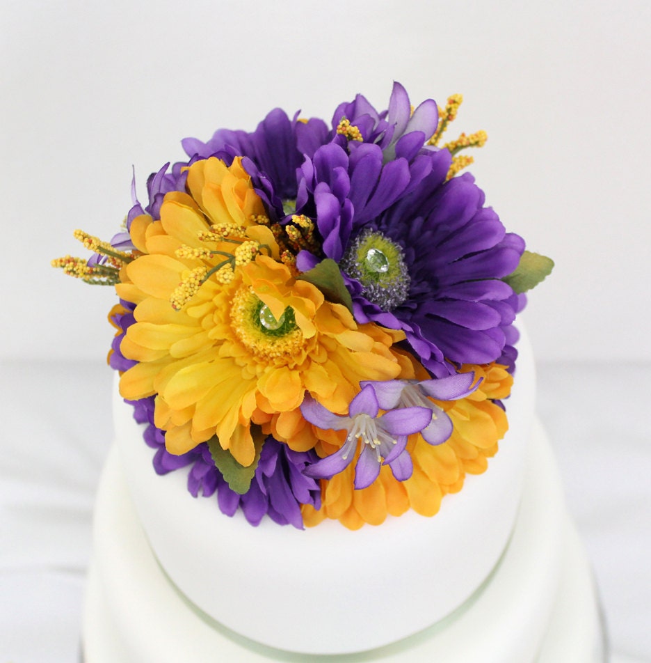 MADE TO ORDER Gerbera Daisy Silk Flower Wedding Cake Topper