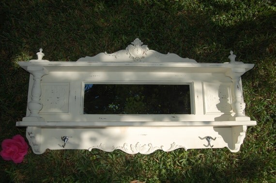 Download Vintage Shabby Chic Mantel Shelf with Mirror Cottage Style at