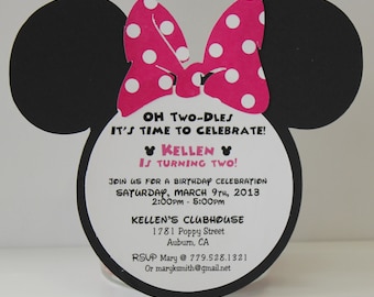Minnie Mouse Birthday Invitations | Invitation | Pink Polka Dot Bow Set