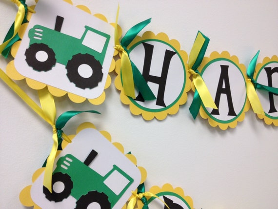 Items similar to NEW Green & Yellow Tractor Banner, John Deere inspired ...