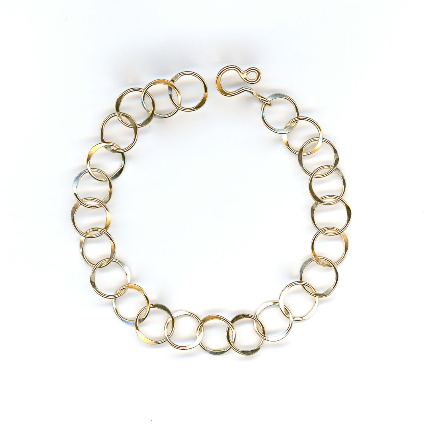 Gold Chain Open Circle Bracelet Wire Metalwork Handcrafted