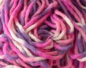 Wool Yarn, Feza Bing Super Bulky Blue White Blend or Pink Purple Blend Variegated, Singles, Roving, Great Quick Knit, Crochet, 132 yd skein