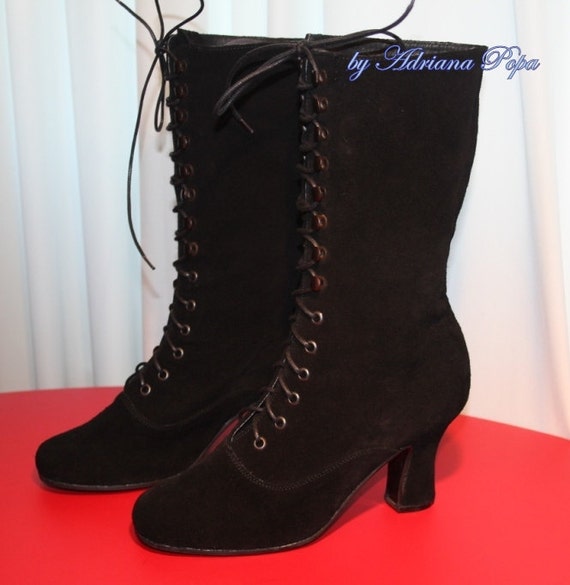 Black Victorian Boots Ankle boots in suede by VictorianBoots