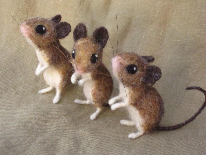 Needle felted field mouse poseable felted animal made to