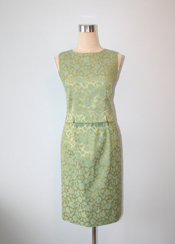 1960s Jackie O Dress / Vintage Green Gold by FoxyBritVintage