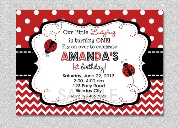 party birthday letter invite Ladybug Ladybug Invitation Invitation Ladybug Birthday Red