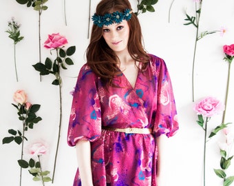 Gina, French Vintage, 1970s Pink Floral Mini Dress, from Paris