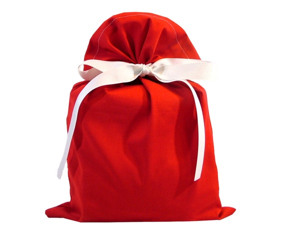 Red Organic Cotton Reusable Fabric Gift Bag