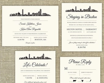Boston Skyline Wedding invitation SAMPLE ONLY