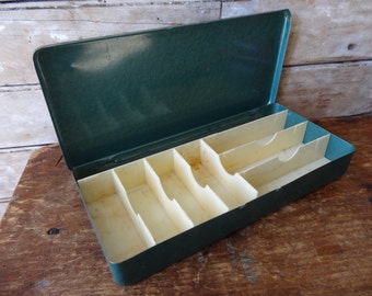 Vintage Metal Industrial Box Green Fun Size Fishing or Tool
