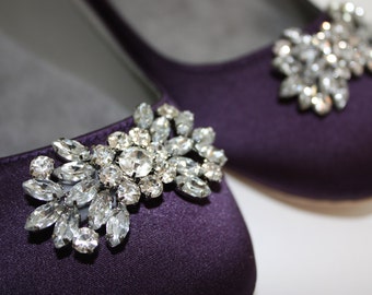 Wedding Flats - Flat Wedding Shoes - 14 Color Choices- Swarovski Sparkling Crystal - Ballet Flats- Purple Flats - Bridal Flat Shoes