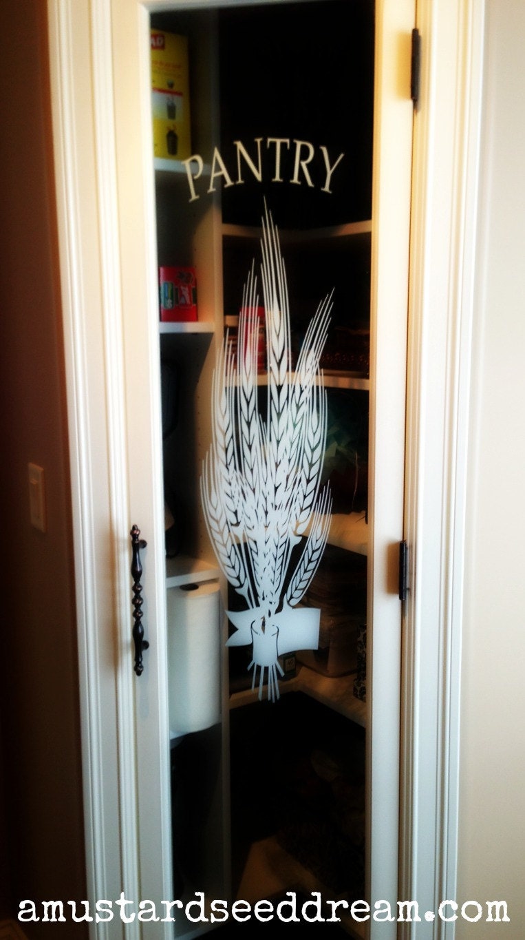 Pantry Door Sticker Decal with Wheat embellishments Vinyl