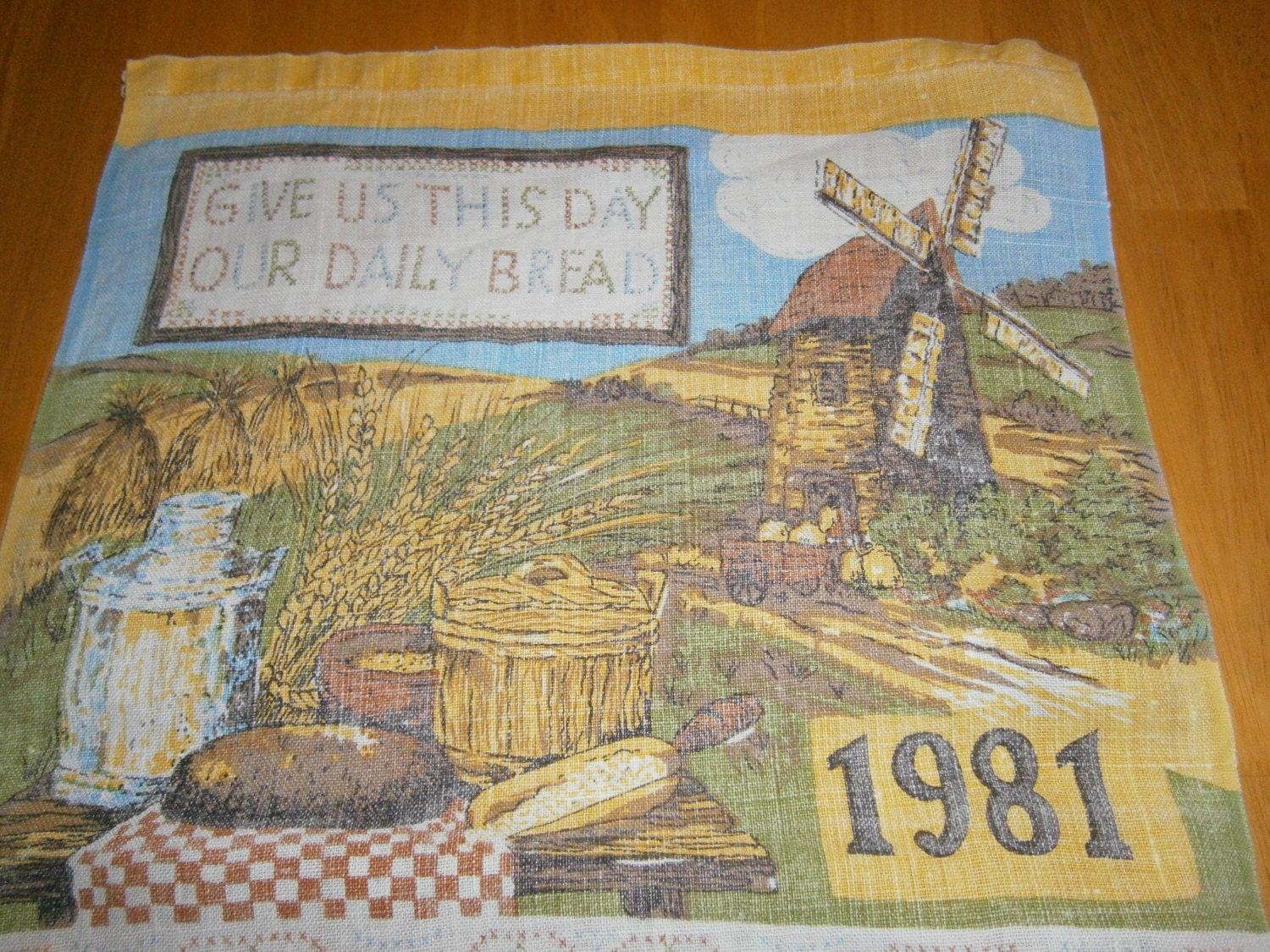 1981 Calendar Towel Windmill Give Us by heritagegeneralstore