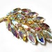 Vintage 2 3/8" Aurora Borealis Rhinestone Glowing Leaf Brooch Pin