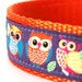 Orange Woodland Owls Dog Collar on Dark Purple Background / 1 inch width / big dog collar