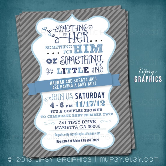 Something for the Little One. Couples Baby Shower Invite. By Tipsy Graphics. Any colors Il_570xn