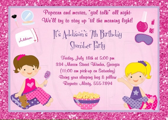 Slumber Party Invitation Pajama Party Digital File