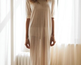 Bridal Silk Knit T Shirt Nightgown Sheer Light Honeymoon Wedding Lingerie Sleepwear Silk Knit Lingerie Silk Nightgown