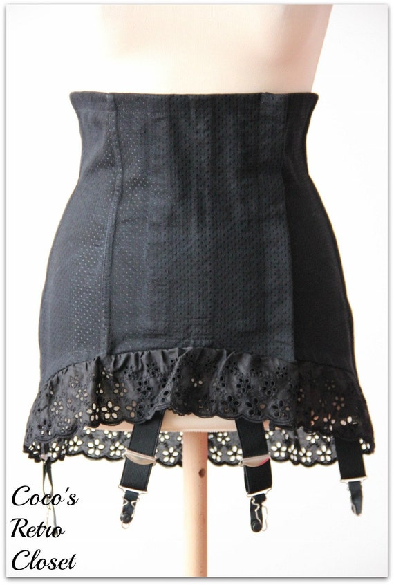 Black 40's Style Corset Girdle/Open Bottom Girdle With