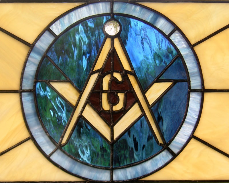 Masonic Symbol 11 x 19 Stained Glass Window Panel