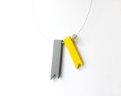 geometric minimal grey and yellow ribbons necklace - contemporary jewelry