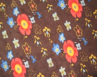 Little Orange and Blue Flowers on Brown with Blue Couch Cover-Up - Ready to Ship Now