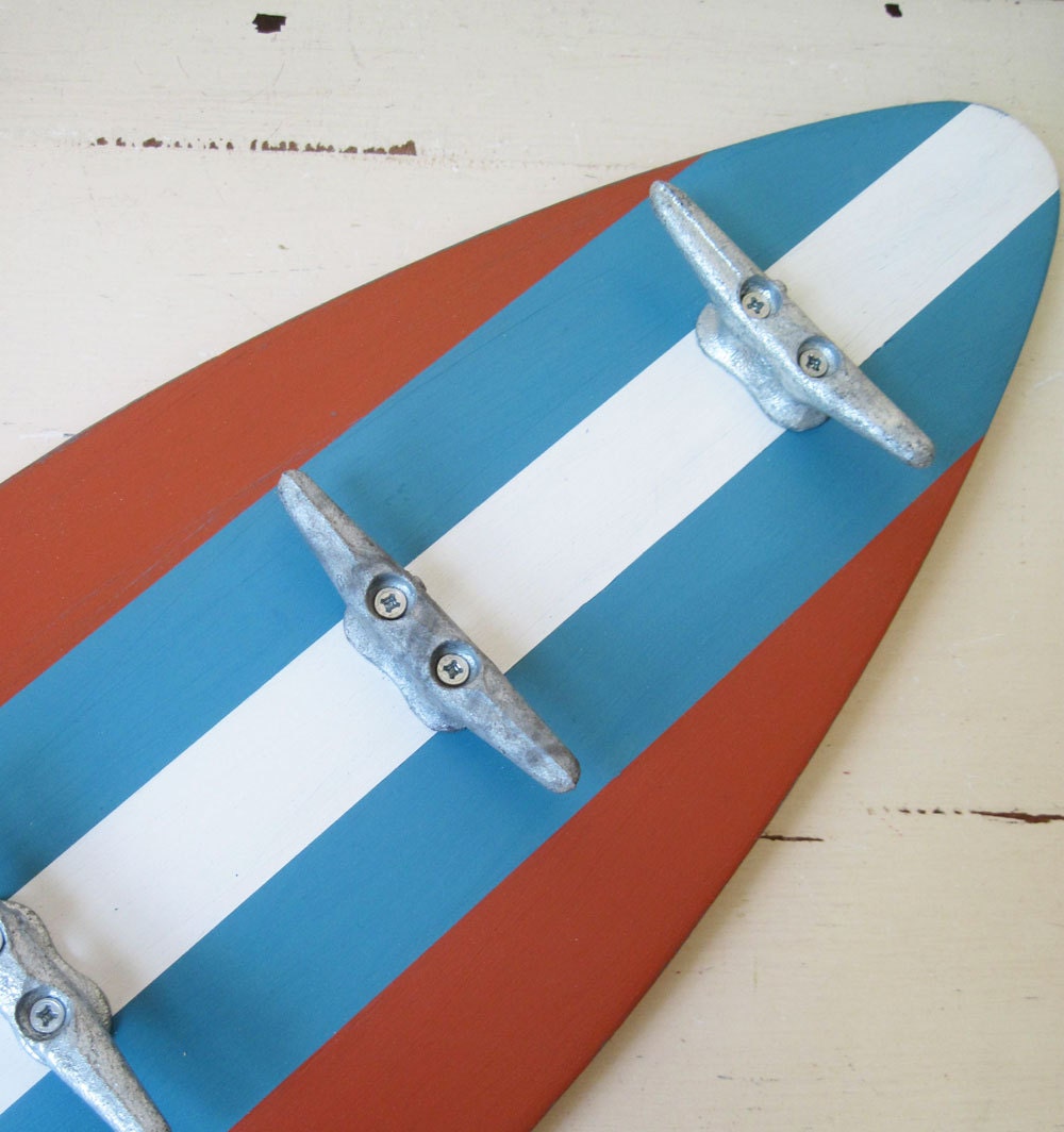 Surfboard Coat Rack 28 Orange and Turquoise
