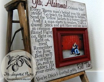 University of Alabama College, BAMA Roll Tide, Crimson Tide, College Football Fight Song, Wall Art, 16x16 Personalized Picture Frame