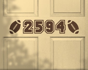 Football Door Number Decal - Vinyl House Number, Custom Door Sign Sports Decor,Varsity Style Numbers, Unique House Numbering