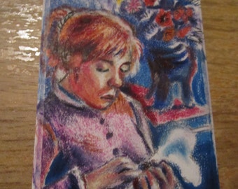Women Sewing, Mini masterpiece art card (not a print)