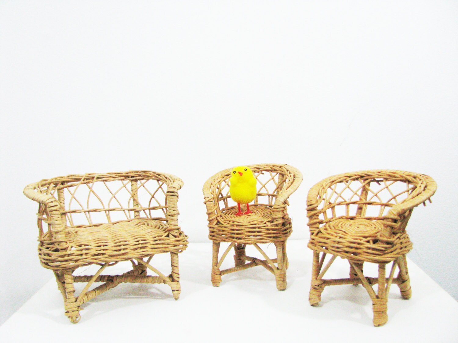 Vintage Wicker Doll Furniture Set Couch Chairs Haute Juice