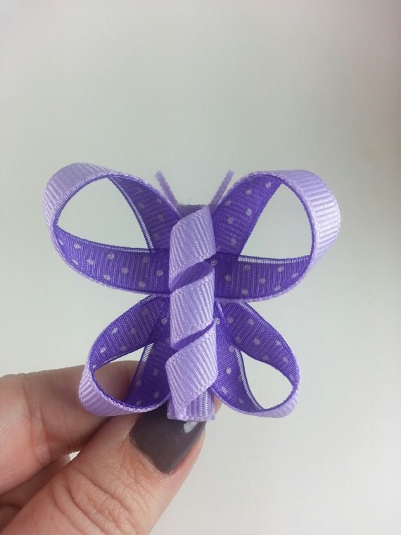 Items similar to Purple Butterfly Ribbon Hair Clip Bow Set of Two on Etsy