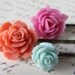 Three gorgeous hair pins in coral, mint and fuchsia, great for a wedding party, birthday or a special gift
