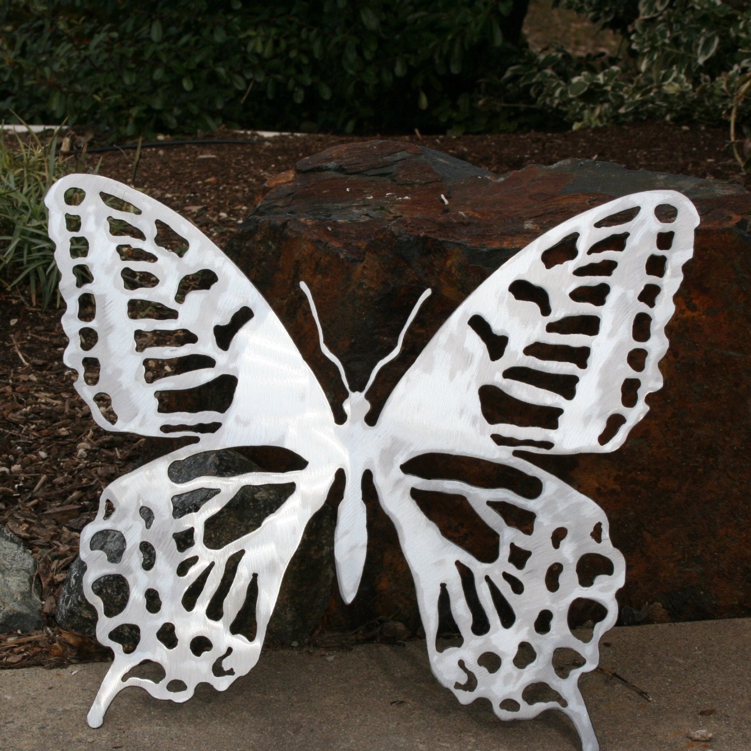 Recycled Steel Metal Butterfly Wall Art Silver by fttdesign