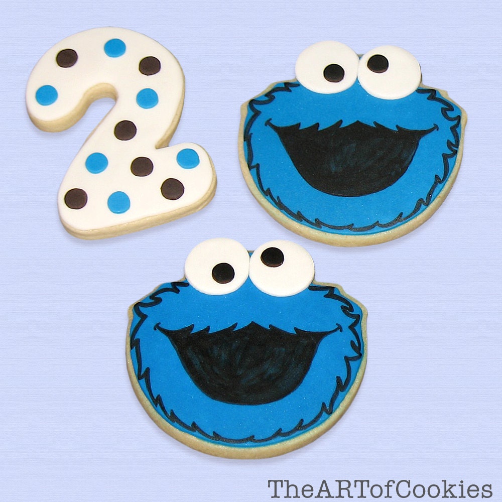 Cookie Monster Custom Cookies Party Favors by TheARTofCOOKIES