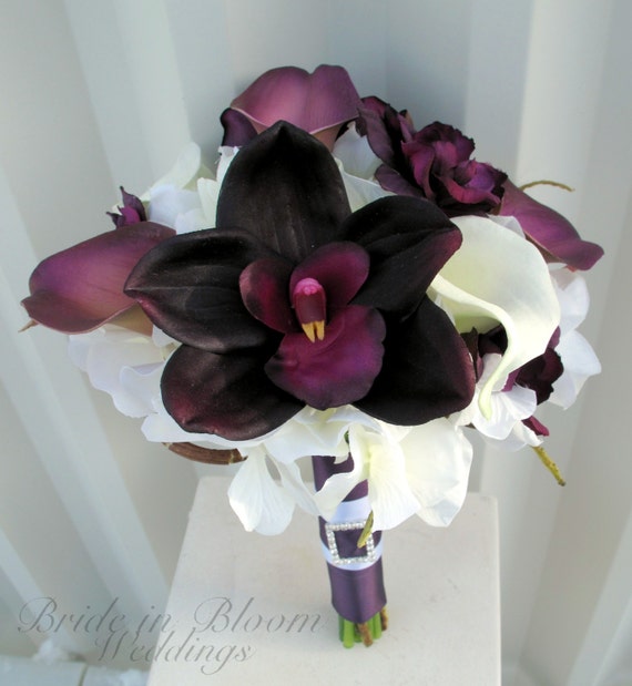 Plum Wedding Bouquet Bridesmaid Bouquet Bridal Bouquet Real 5259