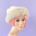 1970s Knit Winter Hat Faux Fur Trim Creme